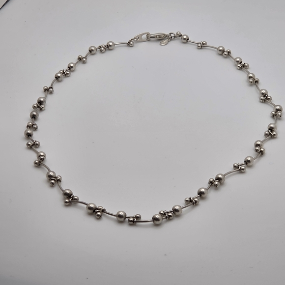 Premiere Designs Necklace Silver Tone Beaded Costume Signed - Picture 4 of 6